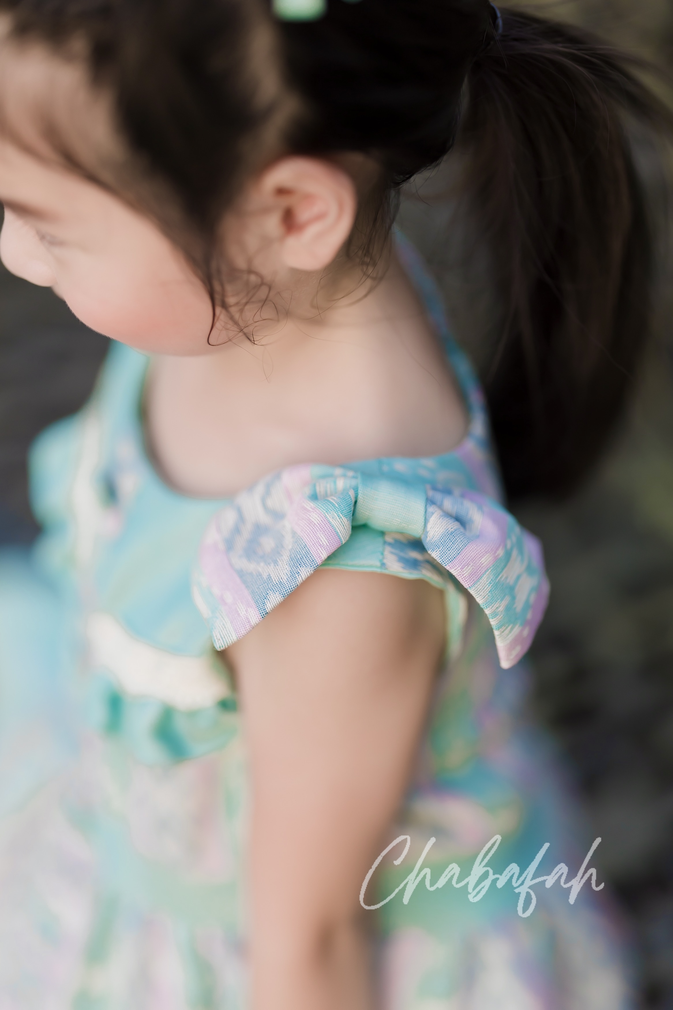 เดรสแขนกุดผ้าไทย แบรนด์ Chabafah สีฟ้ามิ้นท์