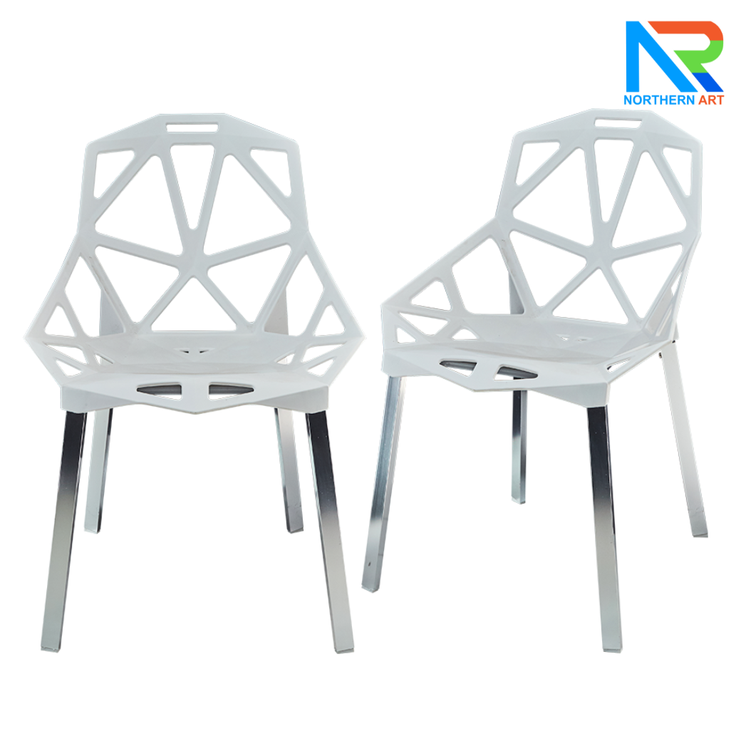 เช่าเก้าอี้ พลาสติกโพลีโพรพิลีน (PP) สีขาว ขาเหล็กชุบโครเมียม
