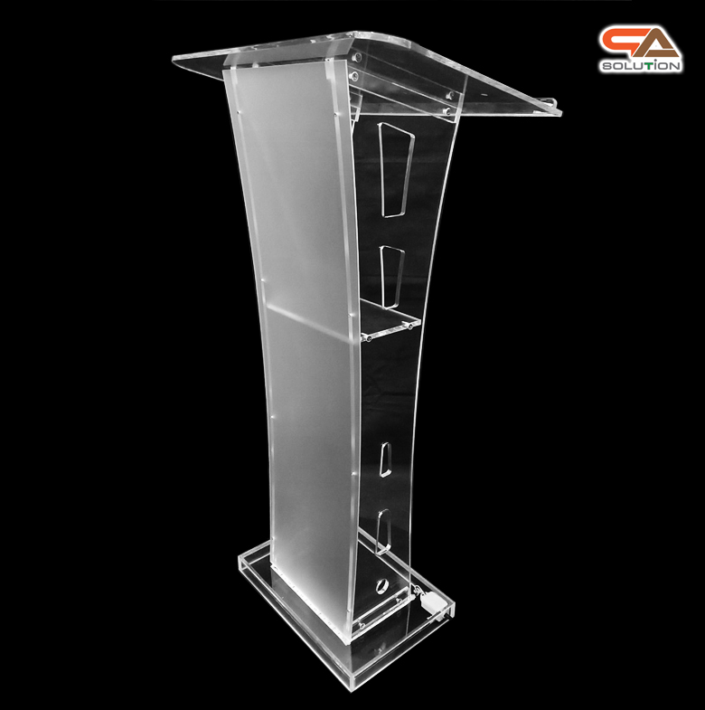 โพเดียมอะคริลิค เรืองแสงLED เปลี่ยนสีได้ พร้อมรีโมท TOP เอียงพร้อมกันตก ขนาด(W)60 x (L)40 x (H)114 cm.