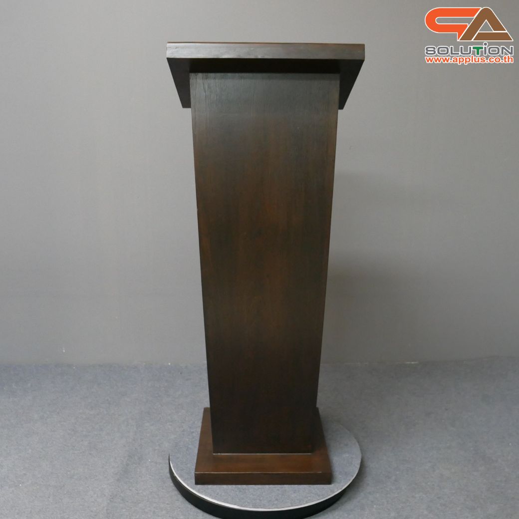 โพเดียมไม้ สีโอ๊ค ขนาด (W) 50 x (L) 40 x (H) 120ซม.TOP เอียง พร้อมชั้นวางของ