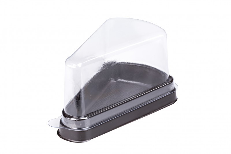 กล่องพลาสติก กล่องเบเกอรี่ ทรงสามเหลี่ยม ฐานสีน้ำตาล E61 + ฝา (50ชุด)