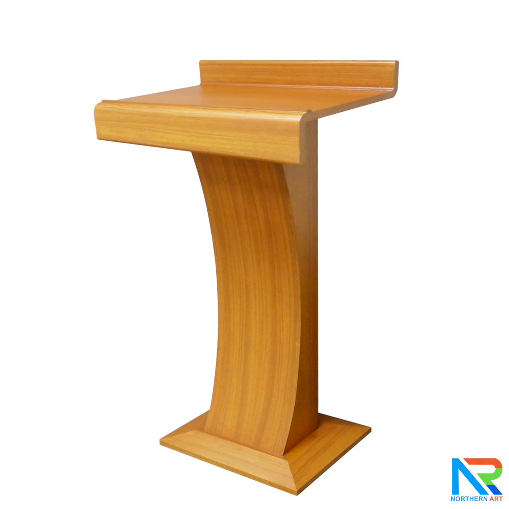 โพเดียมไม้ สีสัก ทรงโมเดิร์น TOPตรง ขนาด (W)55 x (L)42 cm. สูง 111 cm.