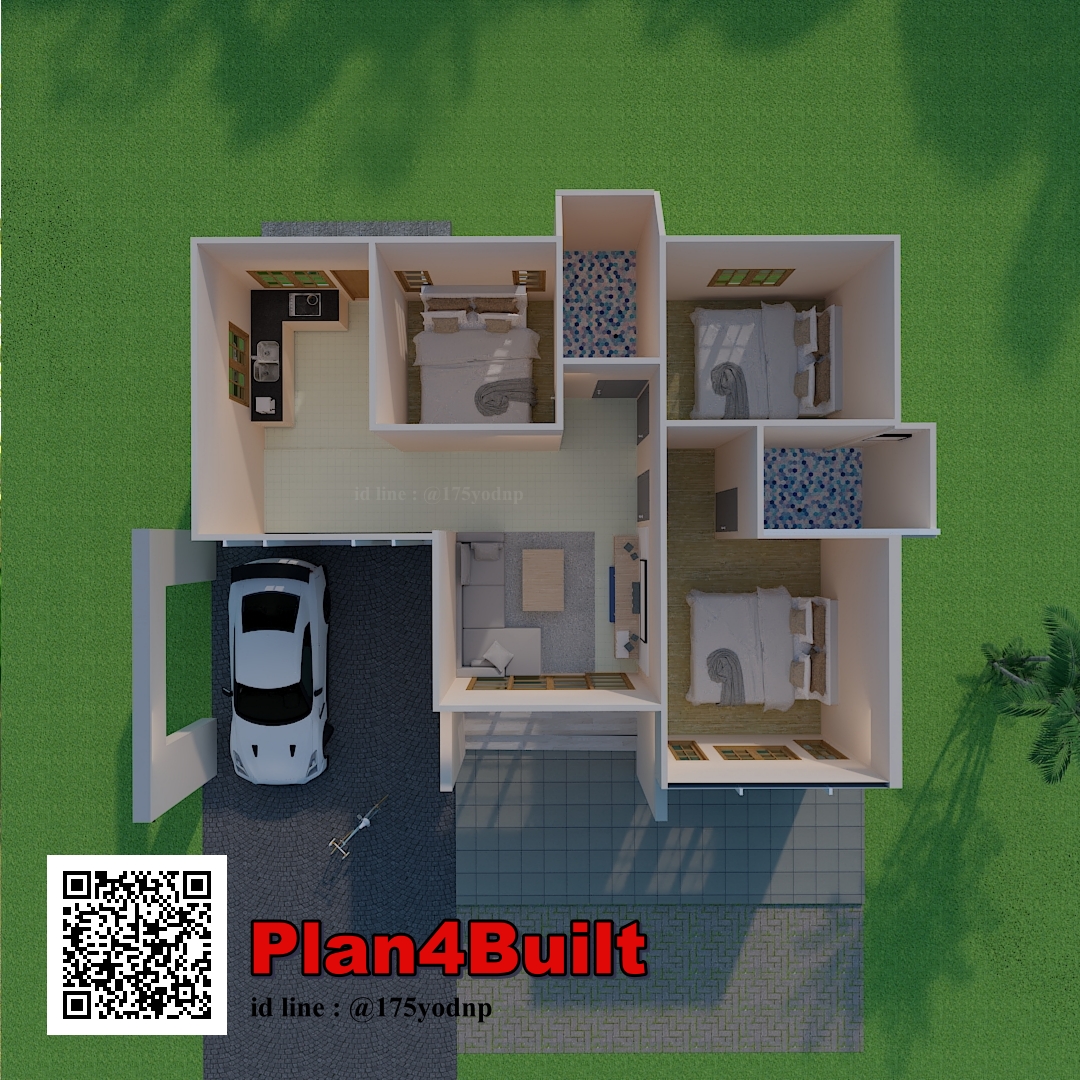 แบบบ้านชั้นเดียวทรงปั้นหยา มุงกระเบื้องซีแพคโมเนีย