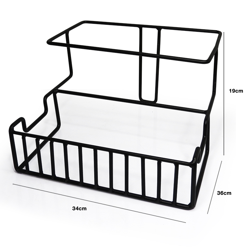 ขาตั้งจานผืนผ้า 2 ชั้น รวมจานแก้ว 34x36x19 cm