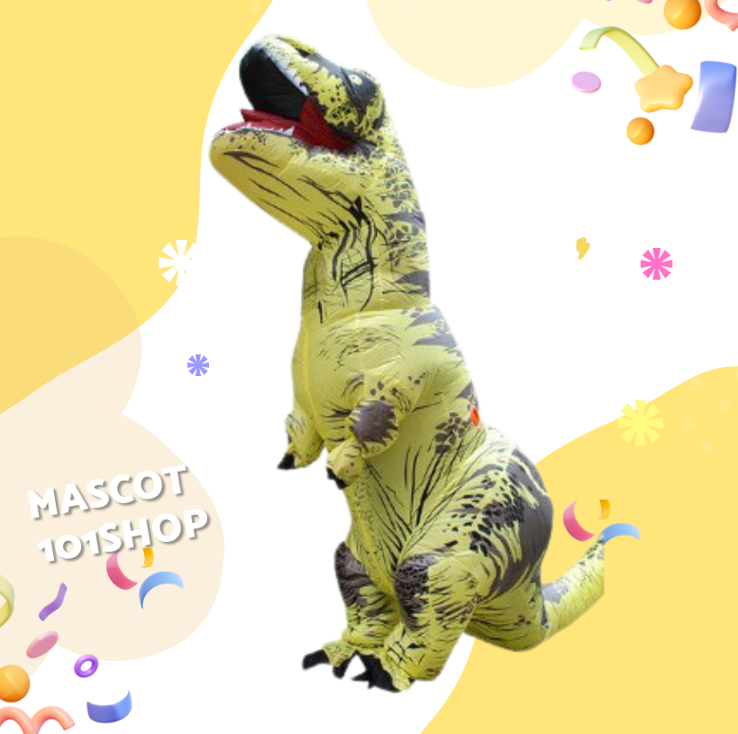 ชุดไดโนเสาร์เป่าลม T-Rex สีเหลือง