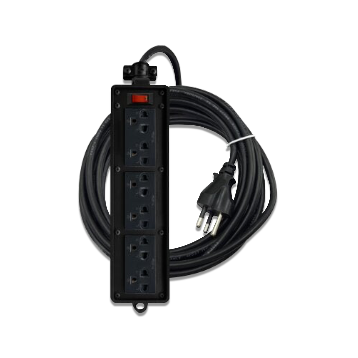 NANO บล็อคยาง 2x10" เต้ารับ 6 ช่อง + เมนสวิทซ์ 10A (สายยาว 20M) Black Series รุ่น RBB10HS6-210-20M (1 ชิ้น/กล่อง)