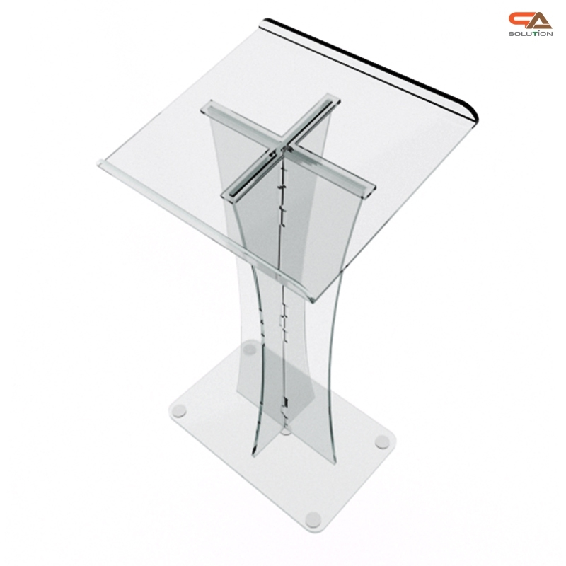 โพเดียม อะคริลิคใส AC-03 ขนาด (W)50 x (L)44 x (L)120 cm. TOP เอียงพร้อมกันตก วัสดุอะคริลิคใส หนา 10-20 มม.