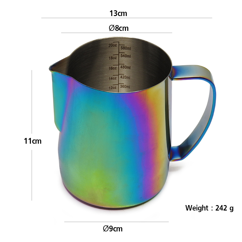 APRESSO เหยือกตีฟองนมสแตนเลส 600CC สีรุ้ง