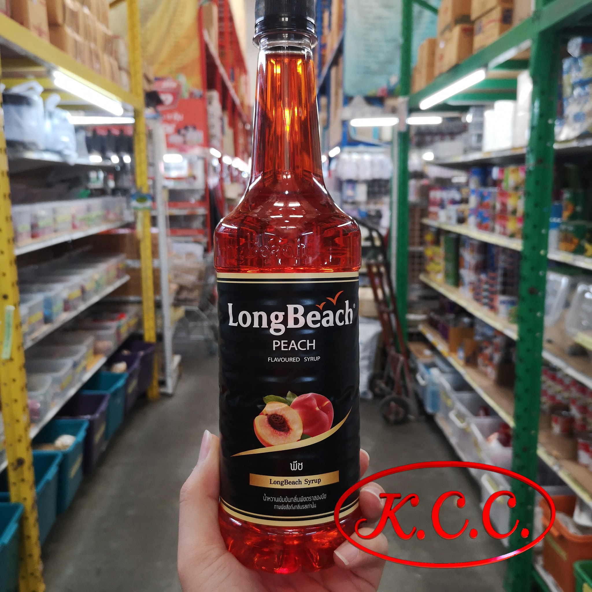 ลองบีช น้ำหวานกลิ่น พีช LongBeach Syrup Peach 740 ml.