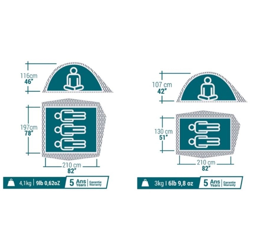 เต็นท์กันฝน DECATHLON เต็นท์กันน้ำ กันฝน QUECHUA ของแท้ รุ่น MH100 Fresh & Black สำหรับ 2-3 คน แข็งแรง พับเก็บง่าย