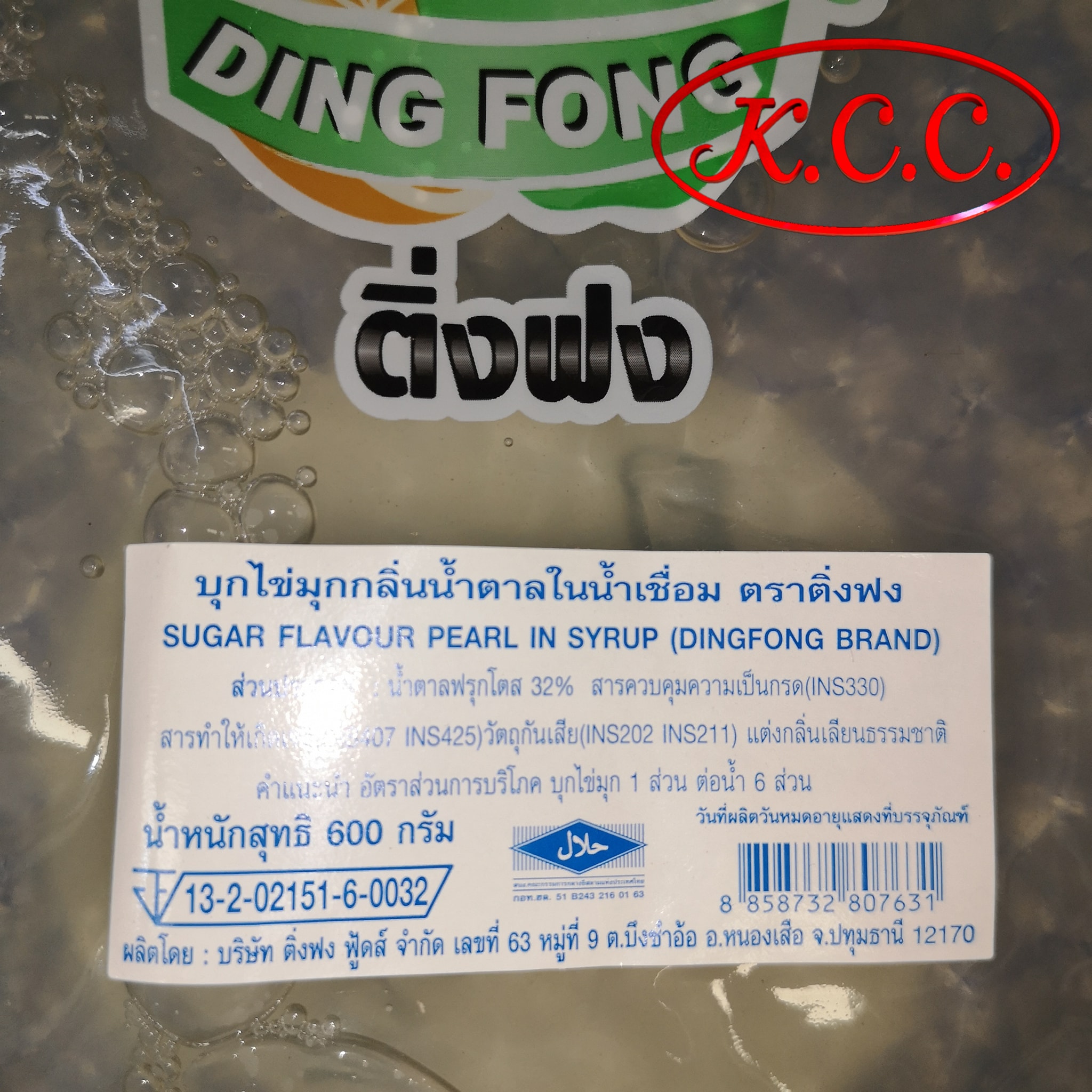 บุกไข่มุก กลิ่น น้ำตาลในน้ำเชื่อม ตรา ติ่งฟง 600g.