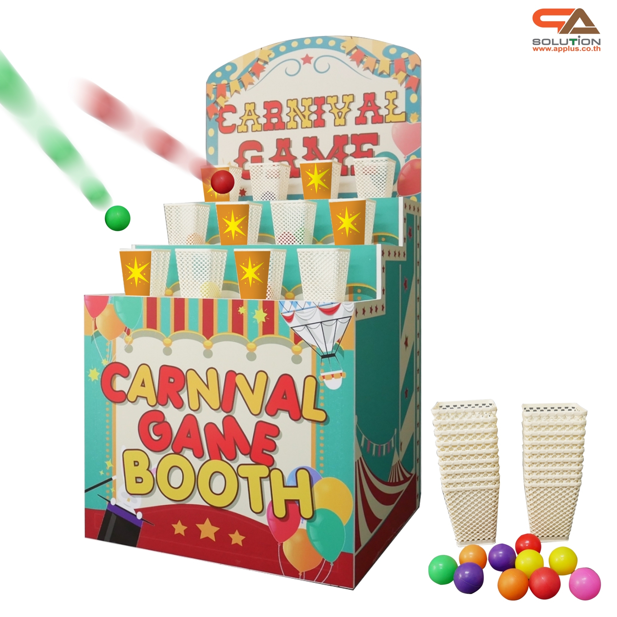 เกมส์ CARNIVAL โยนบอลลงตะกร้า ขนาด (W) 80 x (L)64 x (H)160 cm. ตะกร้า 12 ใบ พร้อมลูกบอล 10 ลูก (คละสี)