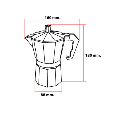หม้อต้มกาแฟสดมอคค่าพอท (MOKA POT) อลูมิเนียม 6 ถ้วย