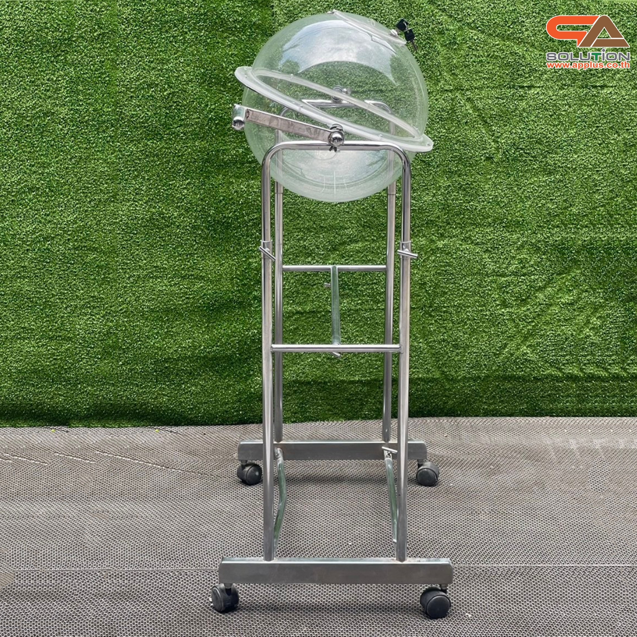 เช่าโดมอะคริลิค จับรางวัล หมุนได้360 องศา พร้อมช่องเปิด มีฝาปิดช่องและกุญแจล็อค