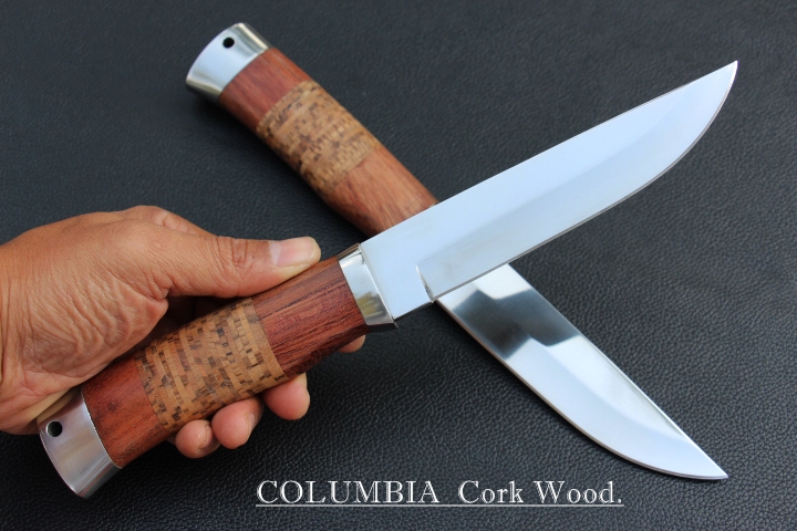 มีดใบตาย COLUMBIA CORK WOOD. ด้ามไม้ครอบสแตนเลสปัดเงา ด้ามไม้ก๊อก ขนาด 11 นิ้ว