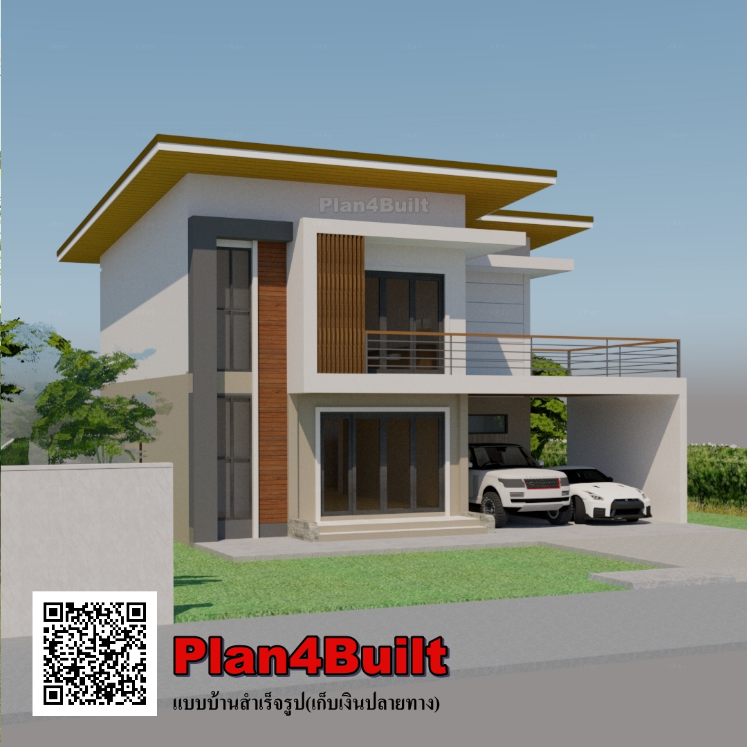 แบบบ้านโมเดิร์น2ชั้น 3ห้องนอน3ห้องน้ำ จอดรถ2คัน