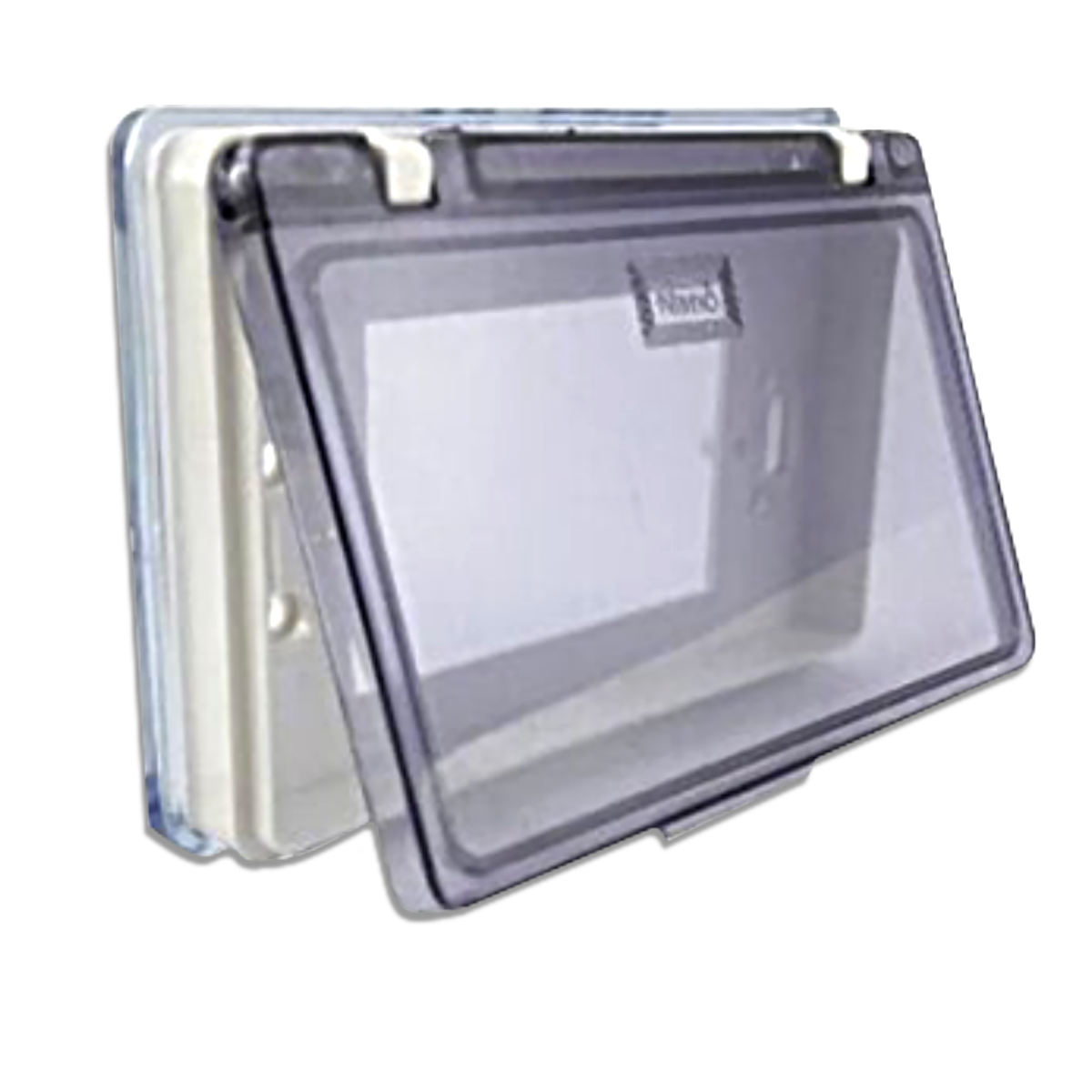 NANO ฝาครอบ ขนาด 3.5x5x1" สีขาว (ฝาดำใส) รุ่น NANO-411CB (50 ชิ้น/กล่อง)