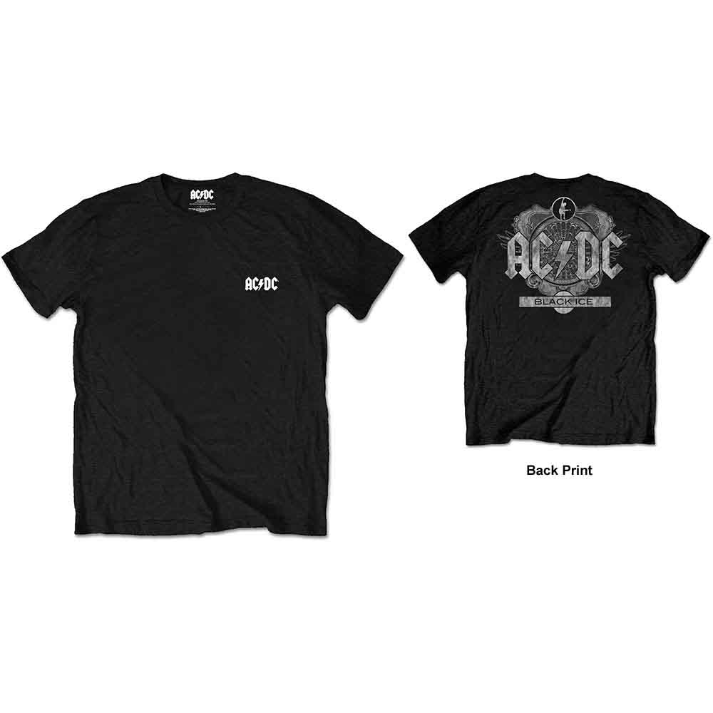 AC/DC Unisex Retail Pack T-Shirt: Black Ice (Back Print) BLACK