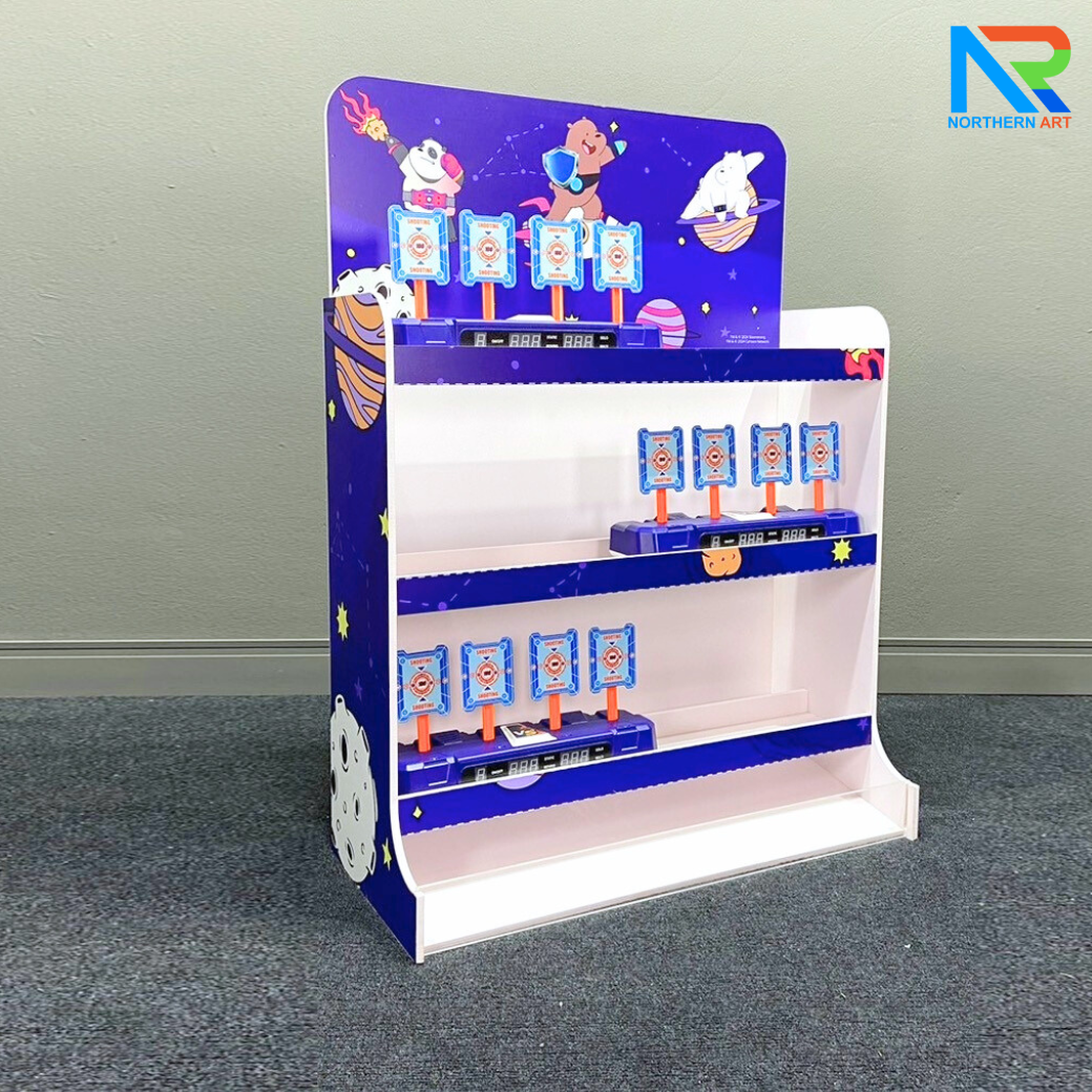 เกมส์ยิงเป้าตั้งโต๊ะ ขนาด (W)65 x (D)30 x (H)92 cm. พร้อมเป้าเคลื่อนที่ 4 แผ่น 3 ชุด และปืนกระสุนโฟม 1 กระบอก