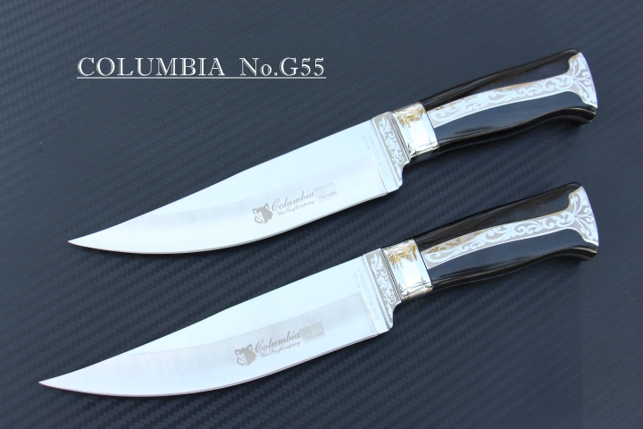 มีดใบตาย COLUMBIA รุ่น G55 ด้ามจับ ลายคลาสสิค ไม้เนื้อดำอย่างดี พร้อมซองไนลอน