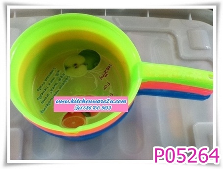 P05264 ขันน้ำพร้อมด้าม พิมพ์ฟอยด์ สีสวย (ราคาส่งต่อ 12 ใบ คลิ๊กที่สินค้าเพื่อชมรายละเอียดของขนาด)