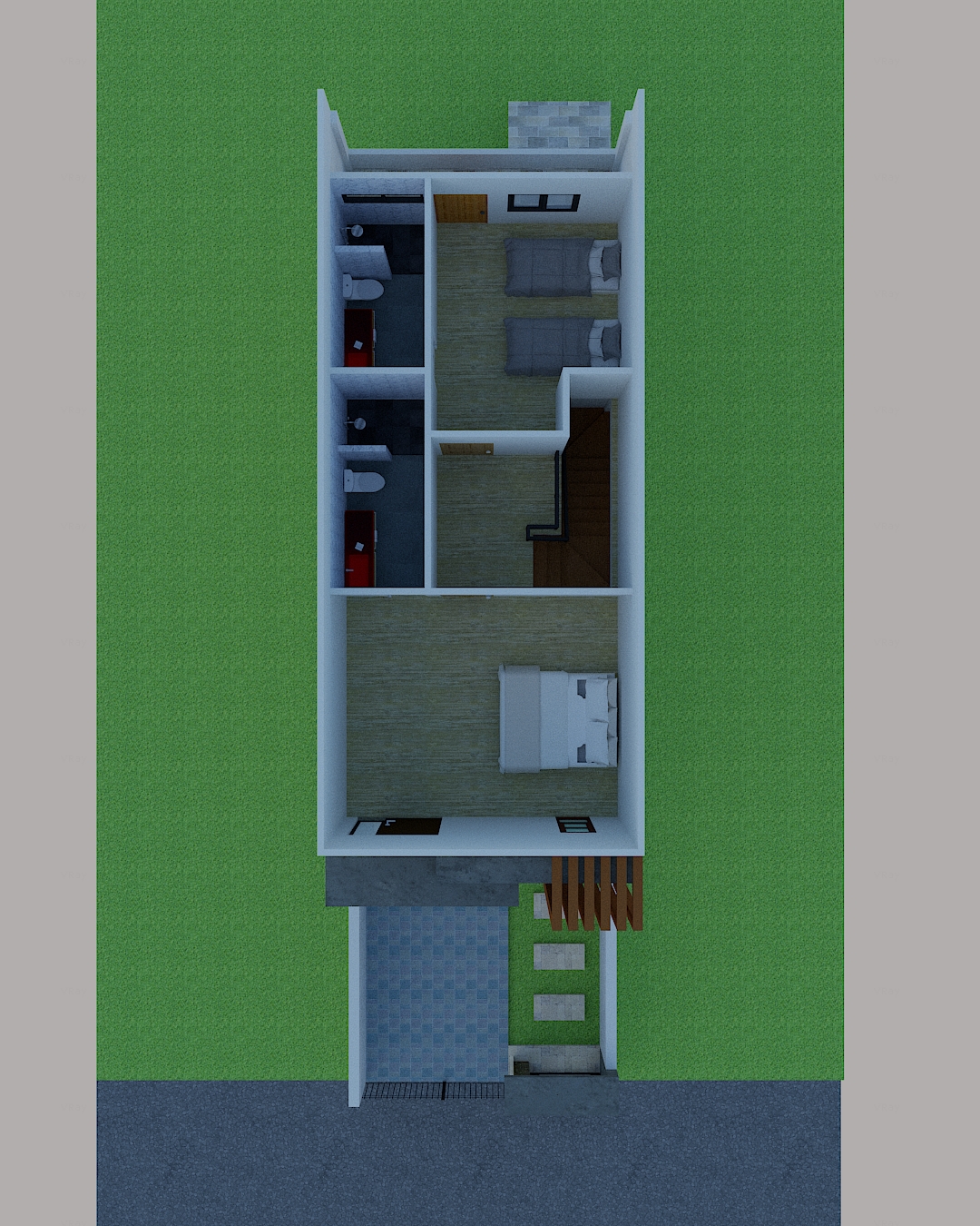 แบบบ้าน2ชั้น หน้าแคบ 2 ห้องนอน2ห้องน้ำ