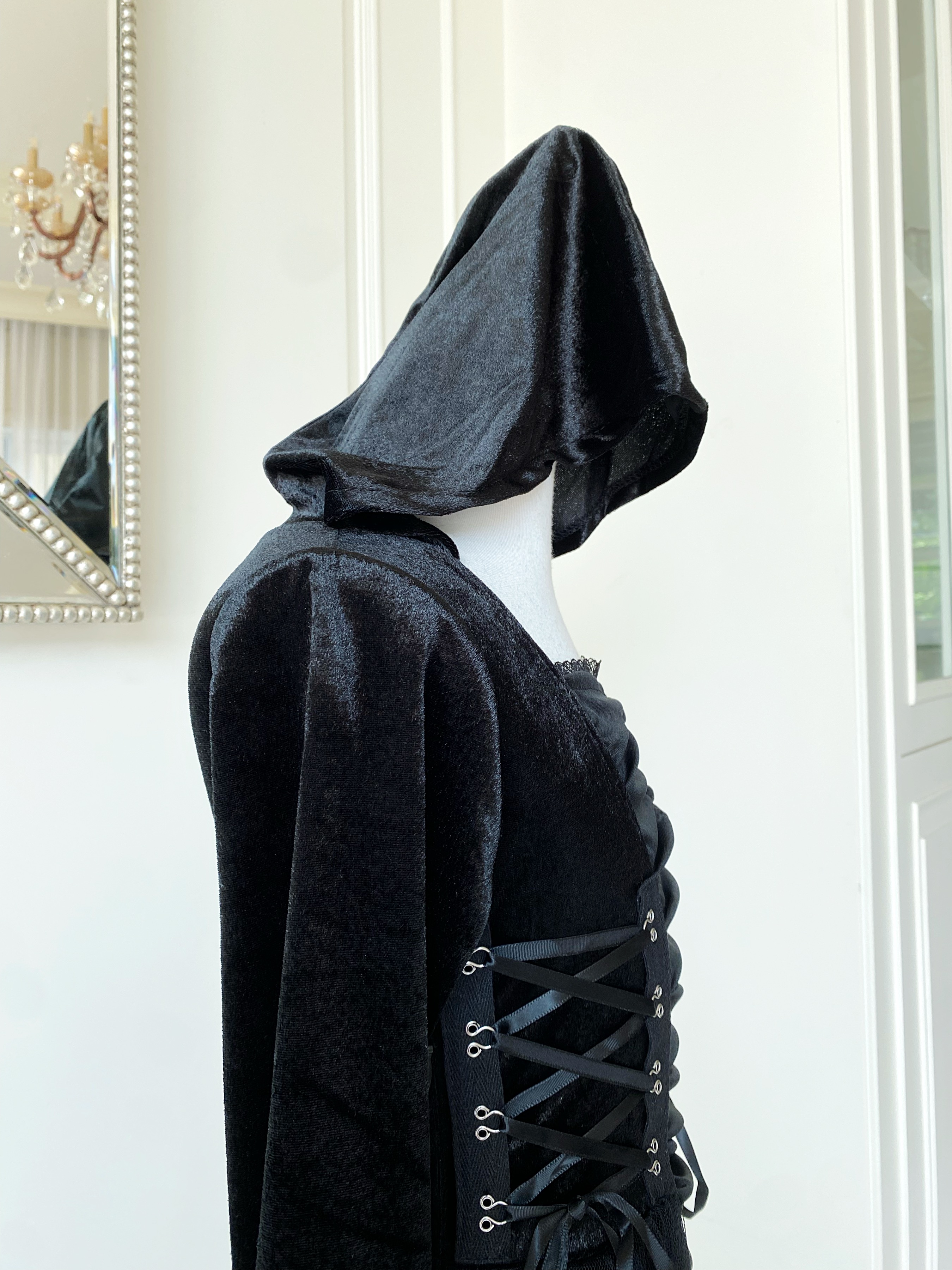 (HW) ชุดฮาโลวีน&คอสเพลย์สีดำมีฮู้ด พร้อมที่คาดผมเขามาเลฟิเซนต์ (Maleficent)