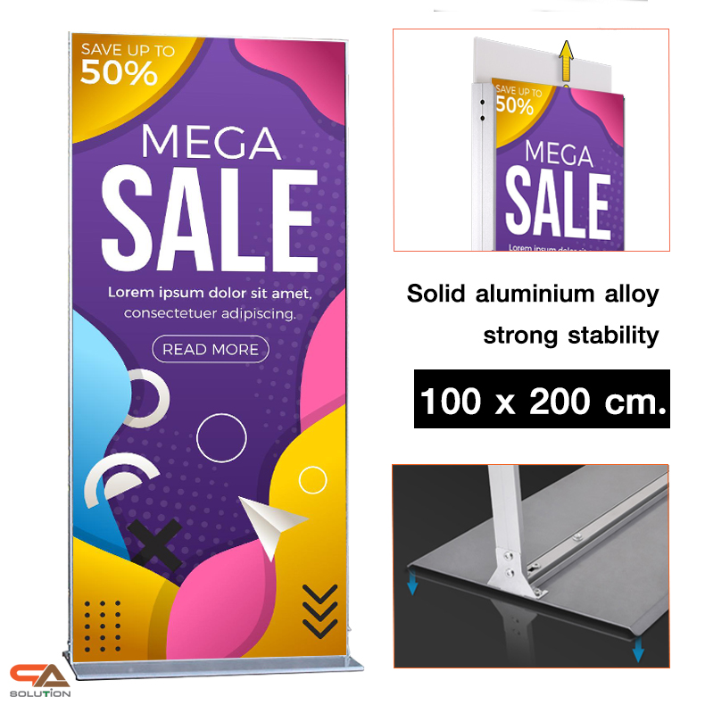 เช่าบอร์ดนิทรรศการ เช่าป้ายประชาสัมพันธ์ ขนาด 100x200 cm.โชว์งานพิมพ์ 2 ด้าน แข็งแรง มั่งคง พร้อมติดตั้งหน้างาน