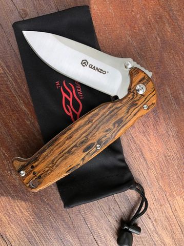 มีด Ganzo G742-1-WD1-ด้ามจับลายไม้ convenient folding knife.