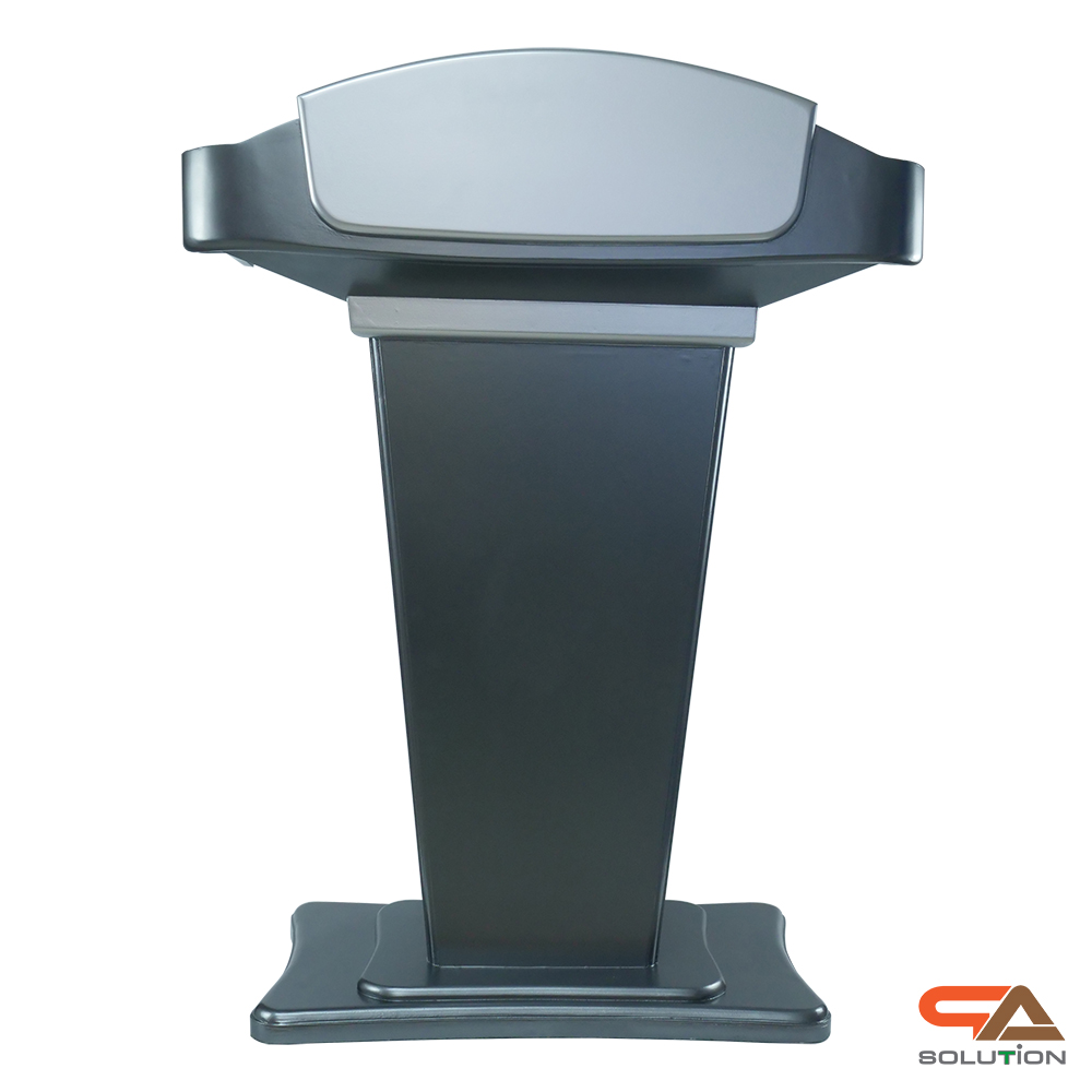 CLEARANCE SALE! โพเดียมไม้สีเทามุก รุ่น PD-07 ขนาดTOP 90 x 46 ซม.สูง 120 ซม. พร้อมชั้นวางของ(สินค้าตัวโชว์)