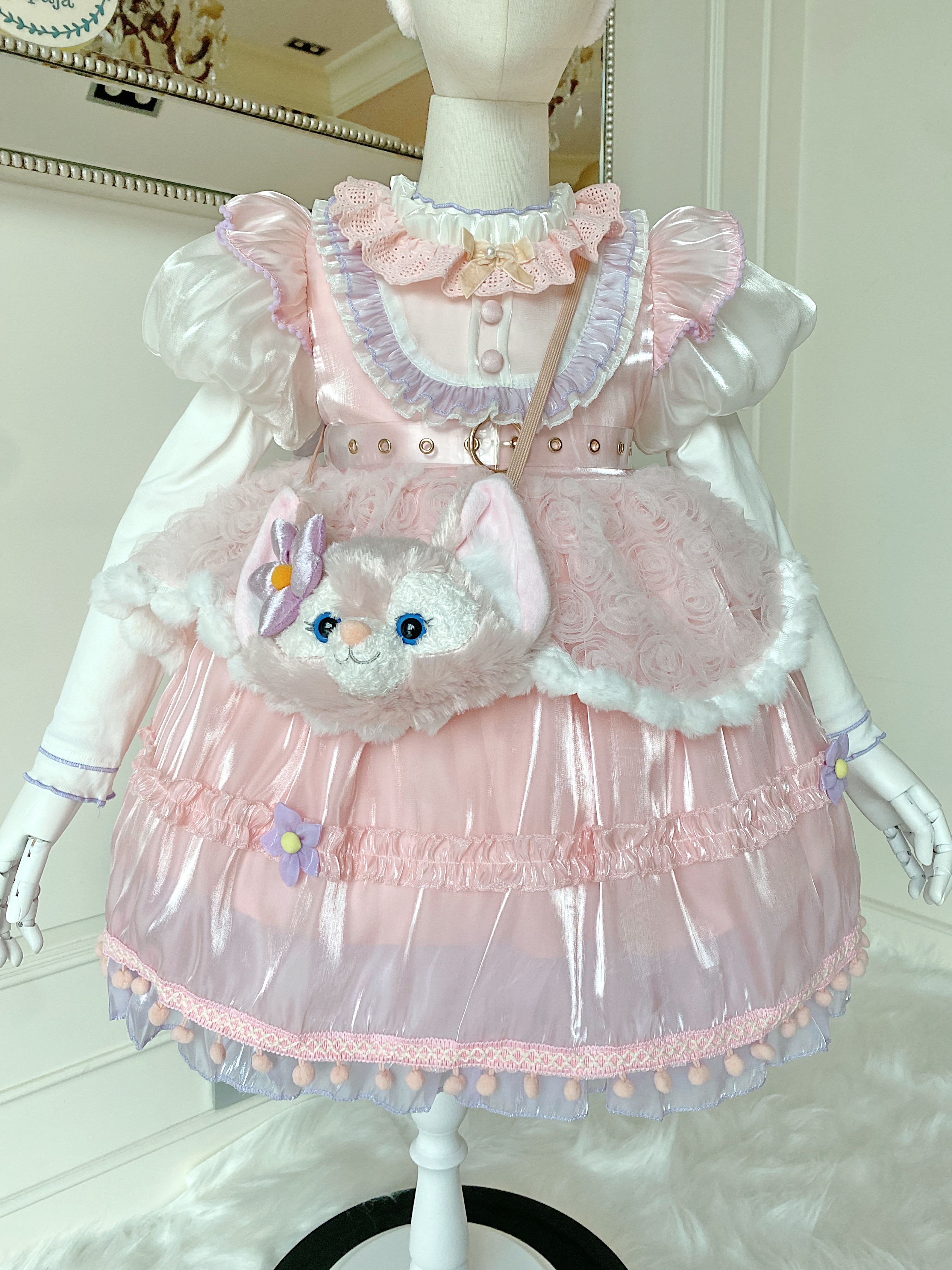 (เซต 5 ชิ้น) ชุดคอสเพลย์งานไฮพรีเมี่ยม ชุดลีน่าเบล Linabell ครบเซต (เดรสแขนตุ๊กตา+เสื้อแขนยาว+ที่คาดผม+กระเป๋า+หาง)