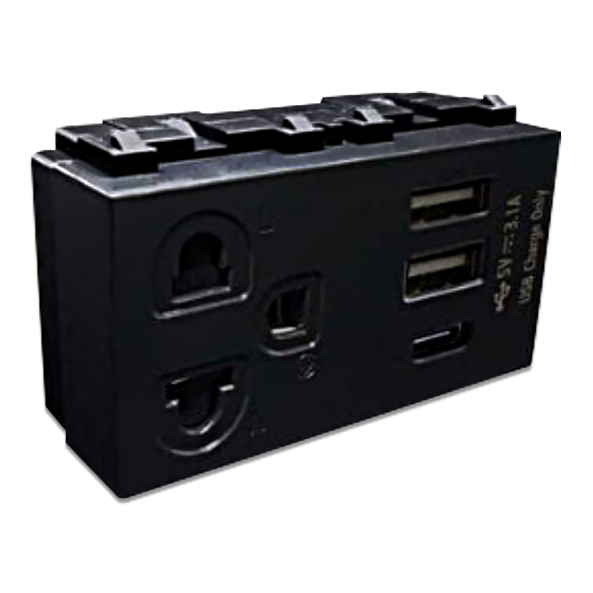 NANO เต้ารับเดี่ยวมีกราวน์+ม่านนิรภัย+USB Type A+Type C Classic series สีดำ รุ่น NN-P606UB