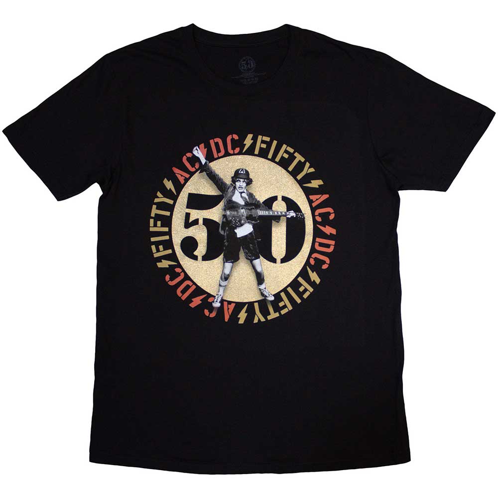 AC/DC Unisex T-Shirt: Gold Emblem BLACK