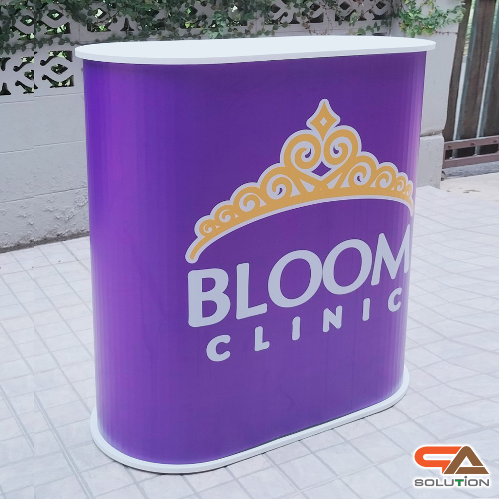 เคาน์เตอร์ออกบูธ ตรงมน TOP สีขาว ขนาด(W)80 x (D)40 x (H)93 cm. ถอดประกอบได้ เคลื่อนย้ายสะดวก