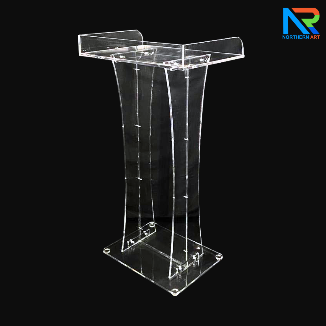 โพเดียม อะคริลิคใส ขนาด(W)60 x (L)42 x (H)109 cm. TOP ตรงพร้อมกันตก 3 ด้าน วัสดุอะคริลิคใส หนา 9.5 มม.