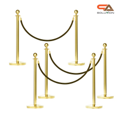 เช่าเสากั้นบริเขต สแตนเลสหัวกลมสีทอง พร้อมสายผ้าคล้อง สีแดง ดำ เทา เหลือง เขียว น้ำเงิน ม่วง ชมพู ขาว ส้ม ( ราคาต่อเสา )