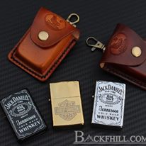 ซองหนังใส่ ZIPPO ซองหนังแท้สำหรับใส่ไฟแชค ZIPPO HANDMADE 100% By BACKFHILL. สีน้ำตาลเข้ม