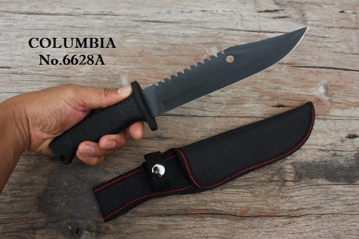 มีดใบตาย COLUMBIA รุ่น 6628A ใบมีดรมดำ พร้อมซองไนลอน