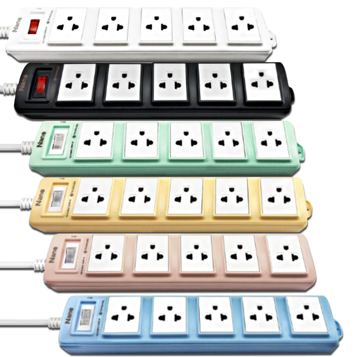 NANO ปลั๊กพ่วง 5 เต้ารับ + 1 เมนสวิตช์ 10A Nano Lite