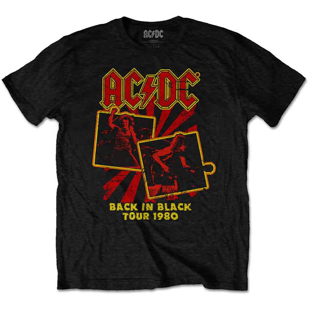 AC/DC Unisex T-Shirt: Back in Black Tour 1980 BLACK