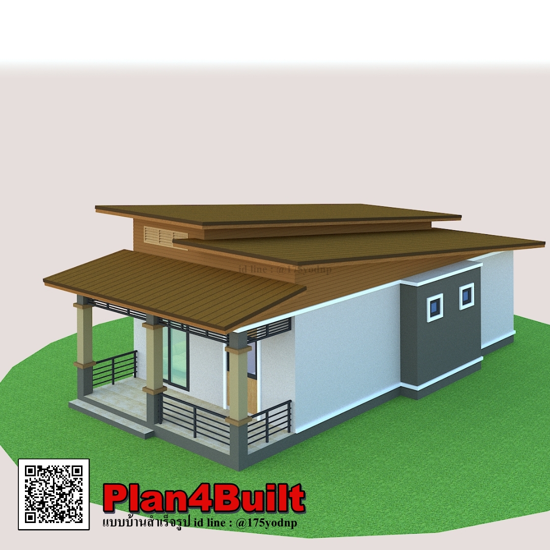 แบบบ้านโมเดิร์นชั้นเดียว ขนาด2ห้องนอน 2ห้องน้ำ