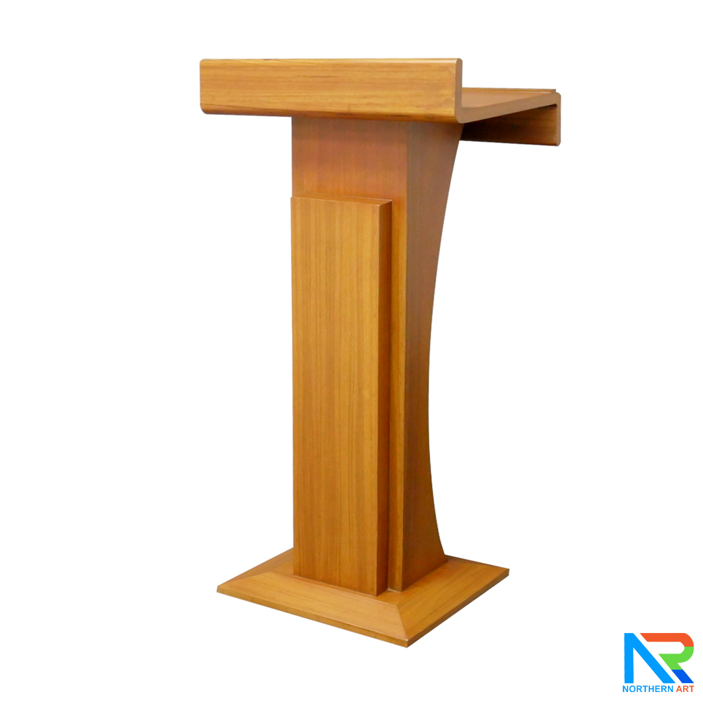 โพเดียมไม้ สีสัก ทรงโมเดิร์น TOPตรง ขนาด (W)55 x (L)42 cm. สูง 111 cm.