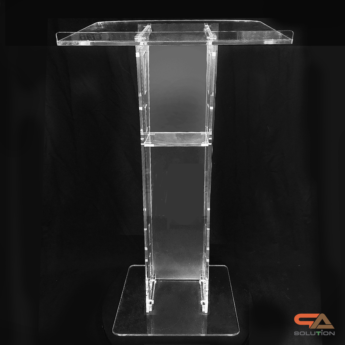 โพเดียมอะคริลิคใส รุ่น AC-12 ด้านหน้าอะคริลิคฝ้า TOP เอียง ขนาด(W)60 x (L)45 x (H) 113 cm.