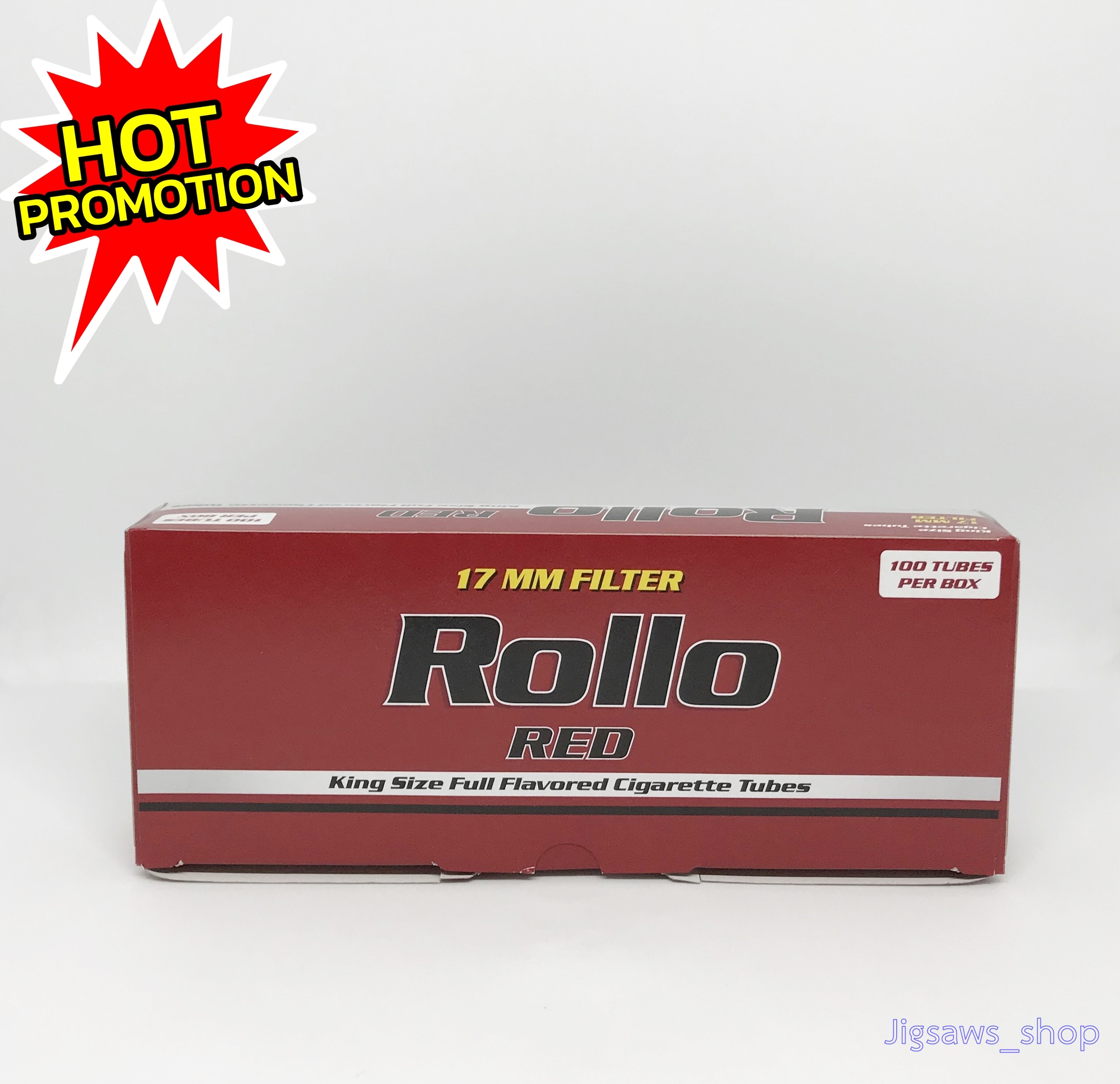 ชุดสุดคุ้ม ก้นกรองเปล่าบุหรี่ มวนเปล่าบุหรี่ สูตรมวนร้อน Rollo RED 17 MM FILTER จำนวน 100 มวน+เครื่องอัดบุหรี่ Rollo 1 คละสี 1 เครื่อง ราคาพิเศษ