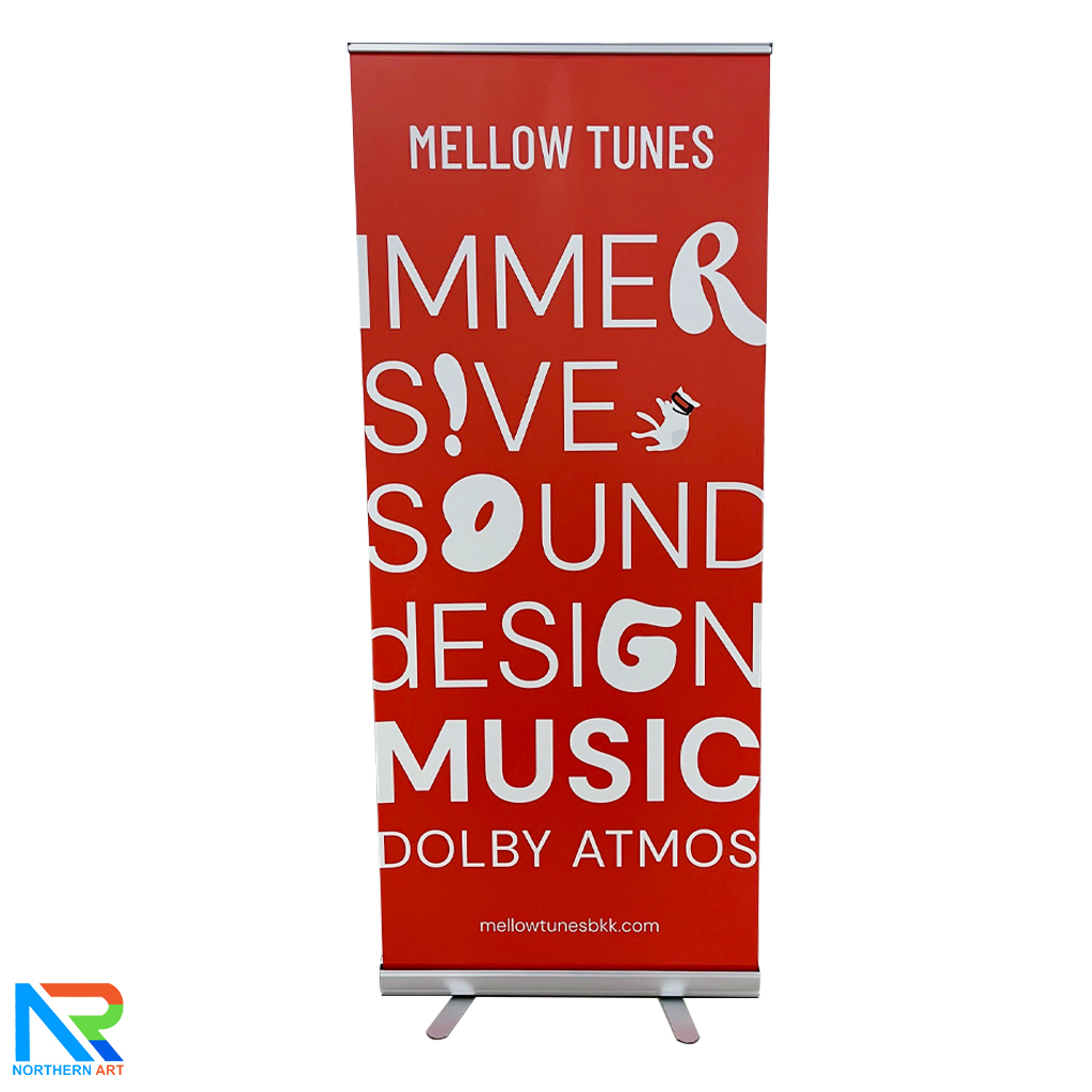 ROLL UP GRADE A โรลอัพ ขนาด 85x200 ซม.โครงสร้างอะลูมิเนียมอย่างดี แข็งแรง ทนทาน ม้วนเก็บได้ พกพาสะดวก