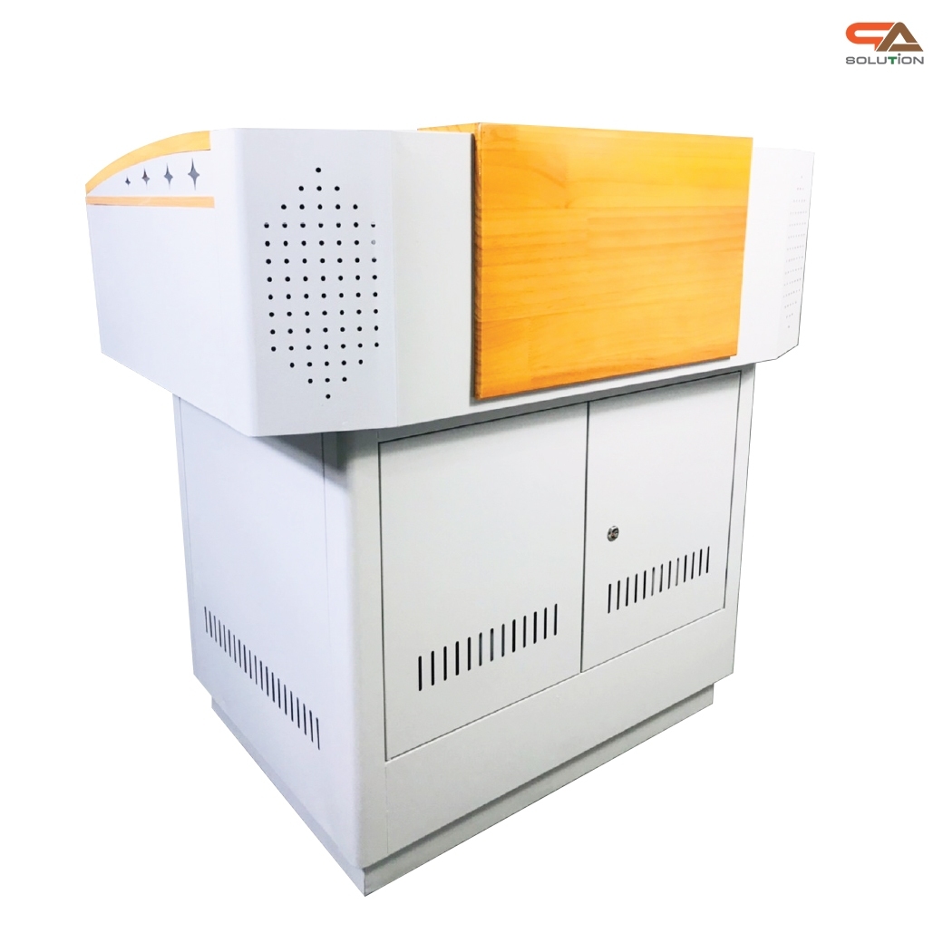 CLEARANCE SALE!โพเดียมโรงเรียน โพเดียมเหล็ก โพเดียมอาจารย์ โพเดียมเลคเชอร์ ขนาด 100X70 cm.TOPไม้ พร้อมลิ้นชัก (สินค้าตัวโชว์)