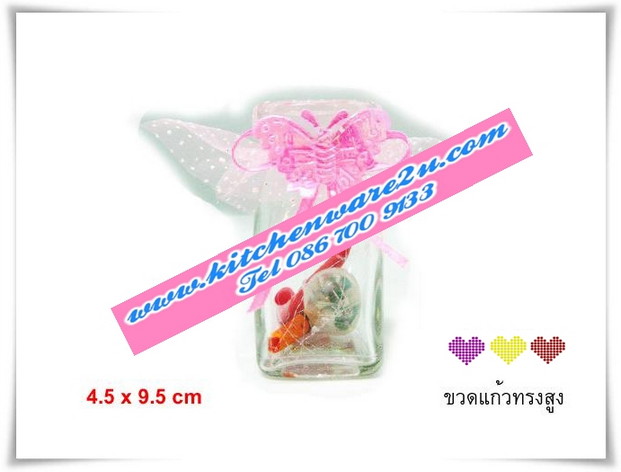 P05719 ขวดแก้วทรงสูง ขนาด 4.5* สูง 9..5 cm (ราคาส่งต่อ 1 โหล : 12อัน 180 บ/โหล ส่ง 15 บาท ขายส่งทุกอย่าง 20 บาท)