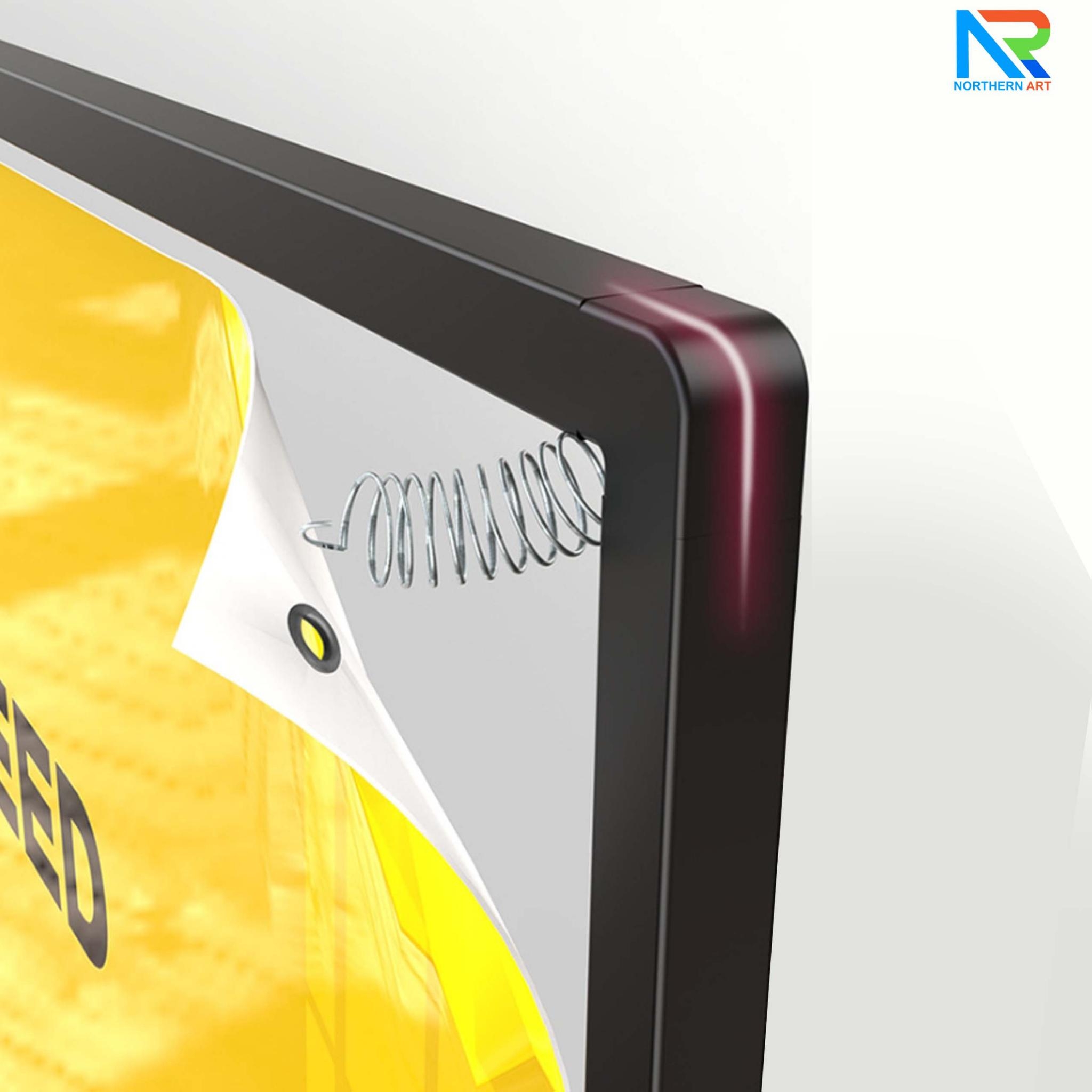 ป้ายตั้งพื้น รุ่นแขวน ฐานพลาสติกขึ้นรูป ขนาด (W)100 x (H)200 ซม. โครงเหล็กสีดำ พร้อมขอแขวน 4 มุมถอดประกอบได้ เคลื่อนย้ายสะดวก