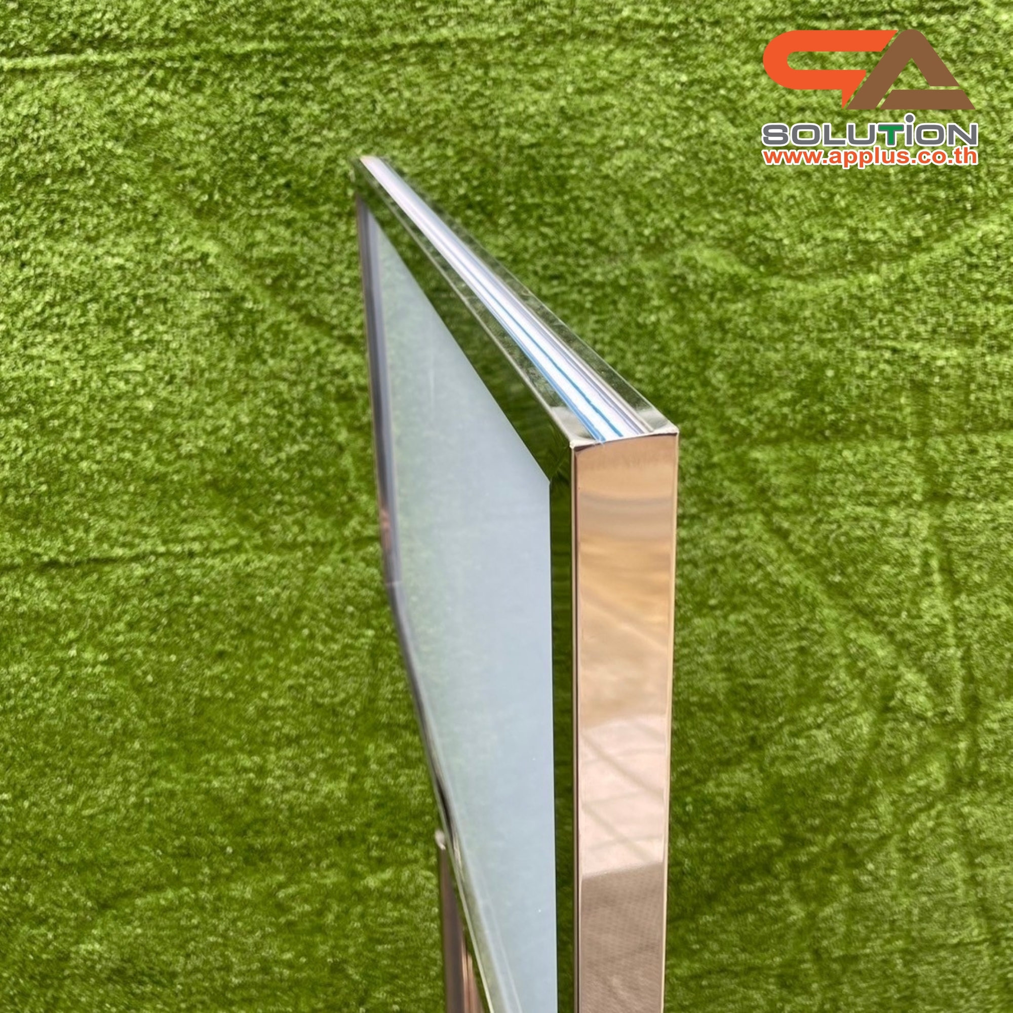 เช่าโปสเตอร์สแตนด์ สแตนเลส ขนาด A2 ฐานกลม โชว์ภาพ2ด้าน สอดงานพิมพ์ด้านบน