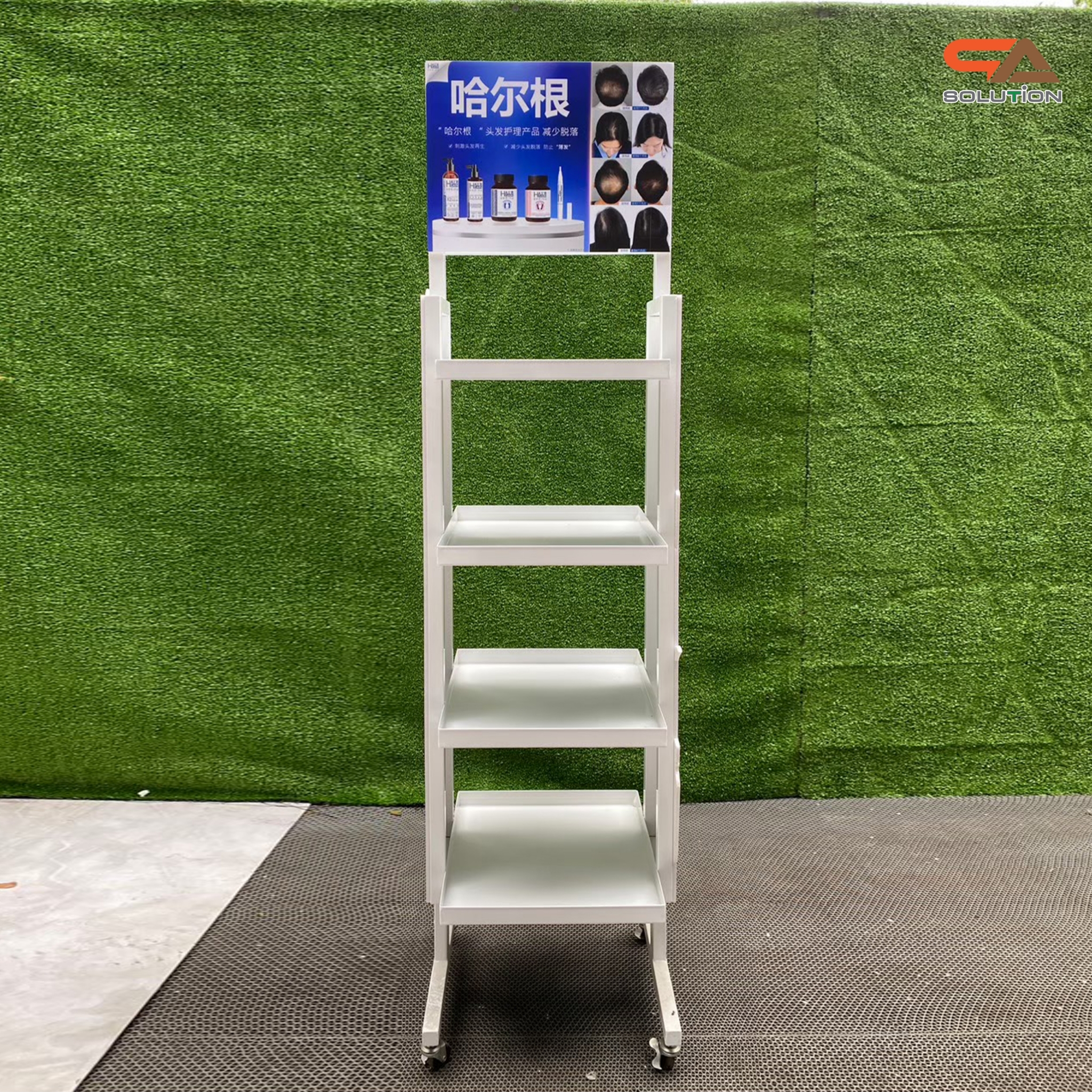 ชั้นวางสินค้าเหล็ก 4 ชั้น สีขาว ขนาด (W)40 x (D)40 x (H)162 ซม. พร้อมล้อ เคลื่อนย้ายสะดวก แข็งแรง รับน้ำหนักได้ดี